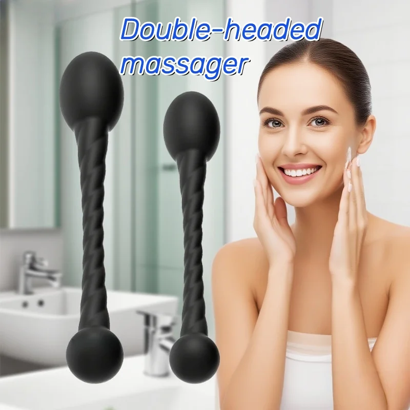 Palo de masaje con diseño de doble cabeza, masaje diario para el cuidado de la piel de las mujeres, masaje muscular adecuado para uso en el baño, masajeador de cuerpo entero