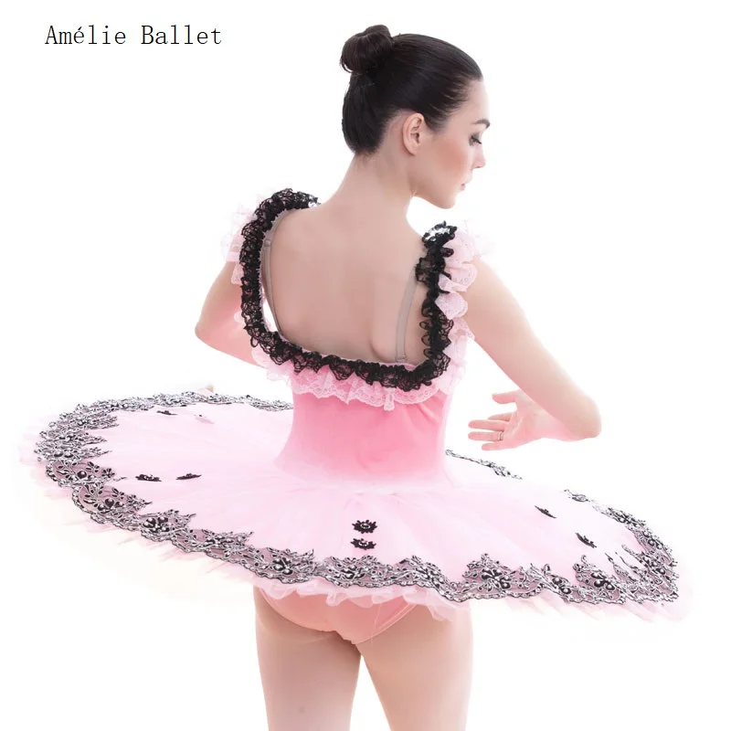 BLL049 Pink Velvet Bodice Pre-professional Ballet Tutu Women & Girls Stage Ballet Costumes Tutu Ballerina Performance Dance Tutu