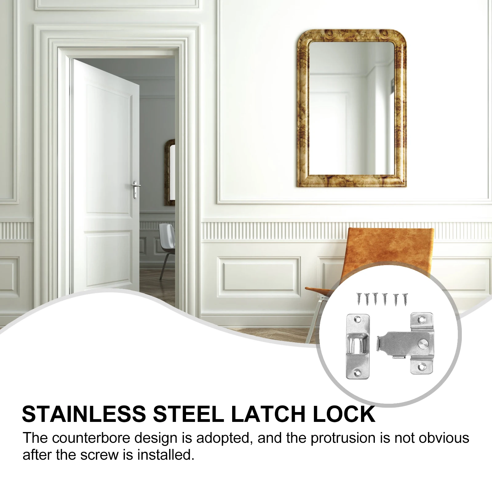 

Stainless Steel Right Angle Bolt Heavy Duty Home Bathroom Garage Security Durable Corrosion Resistant Locks For Bedroom Office