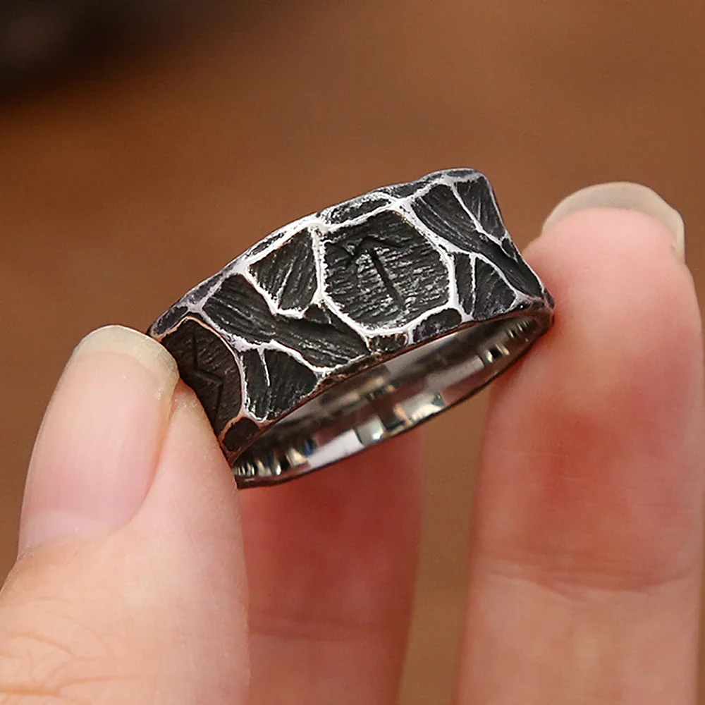 بسيطة موضة الشمال فايكنغ رون الدائري الهيب هوب 316L الفولاذ المقاوم للصدأ تميمة الدائري للرجال النساء Vintage مجوهرات هدية اكسسوارات