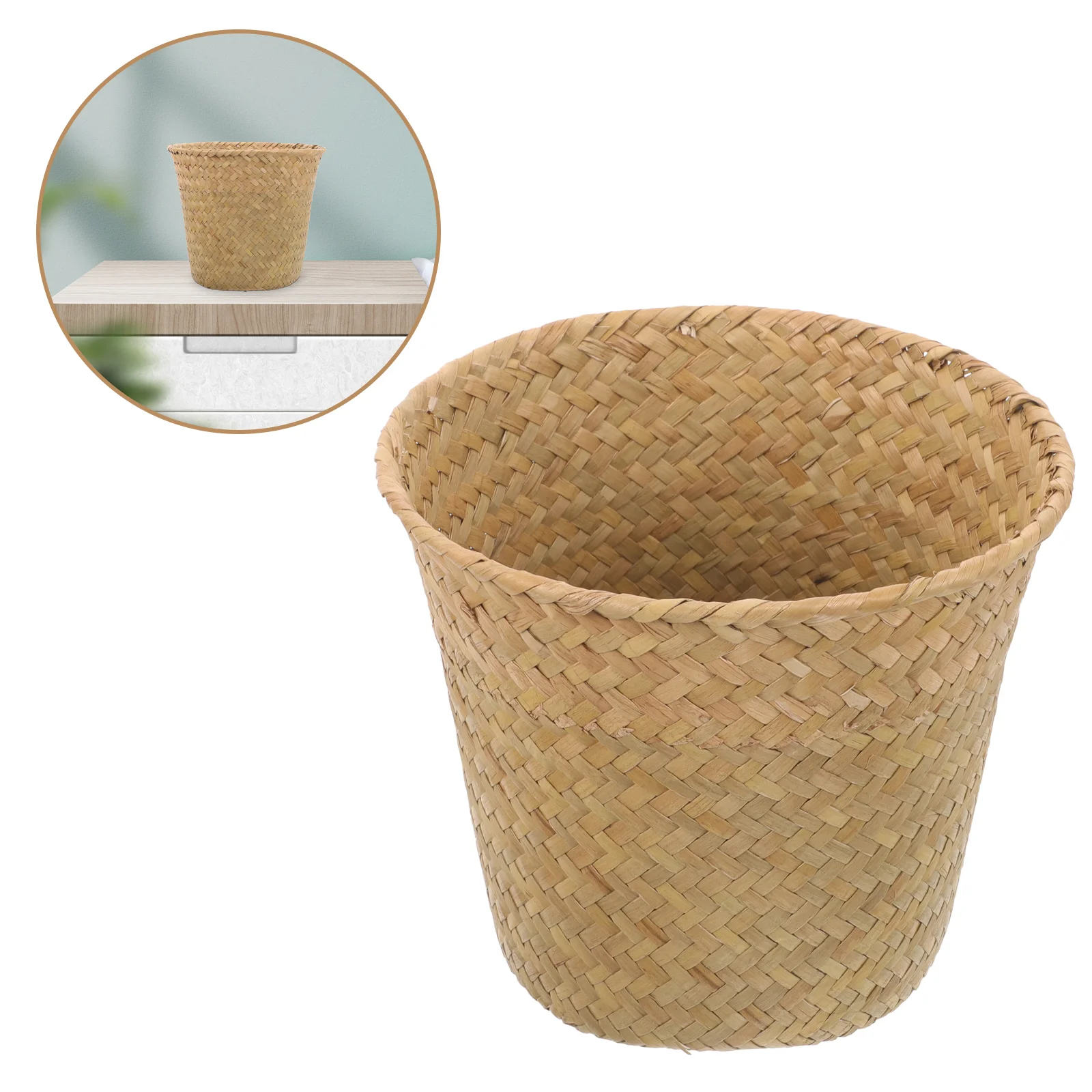 

Woven Bucket Storage Multi-functional Organizer Basket Waste Hamper Toy Case Baskets Paper Weave Sundry