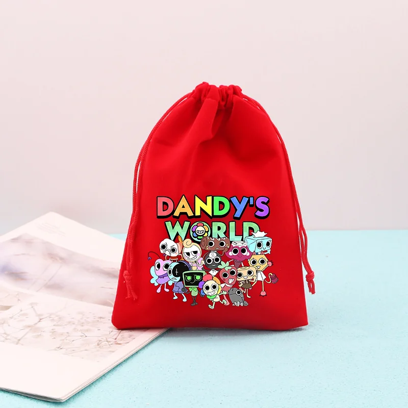 Dandys World Drawstring Pockets Anime Cartoon Game Figures Childrens Storage Bag Family Party Candy Ornament Pouches Kids Gift