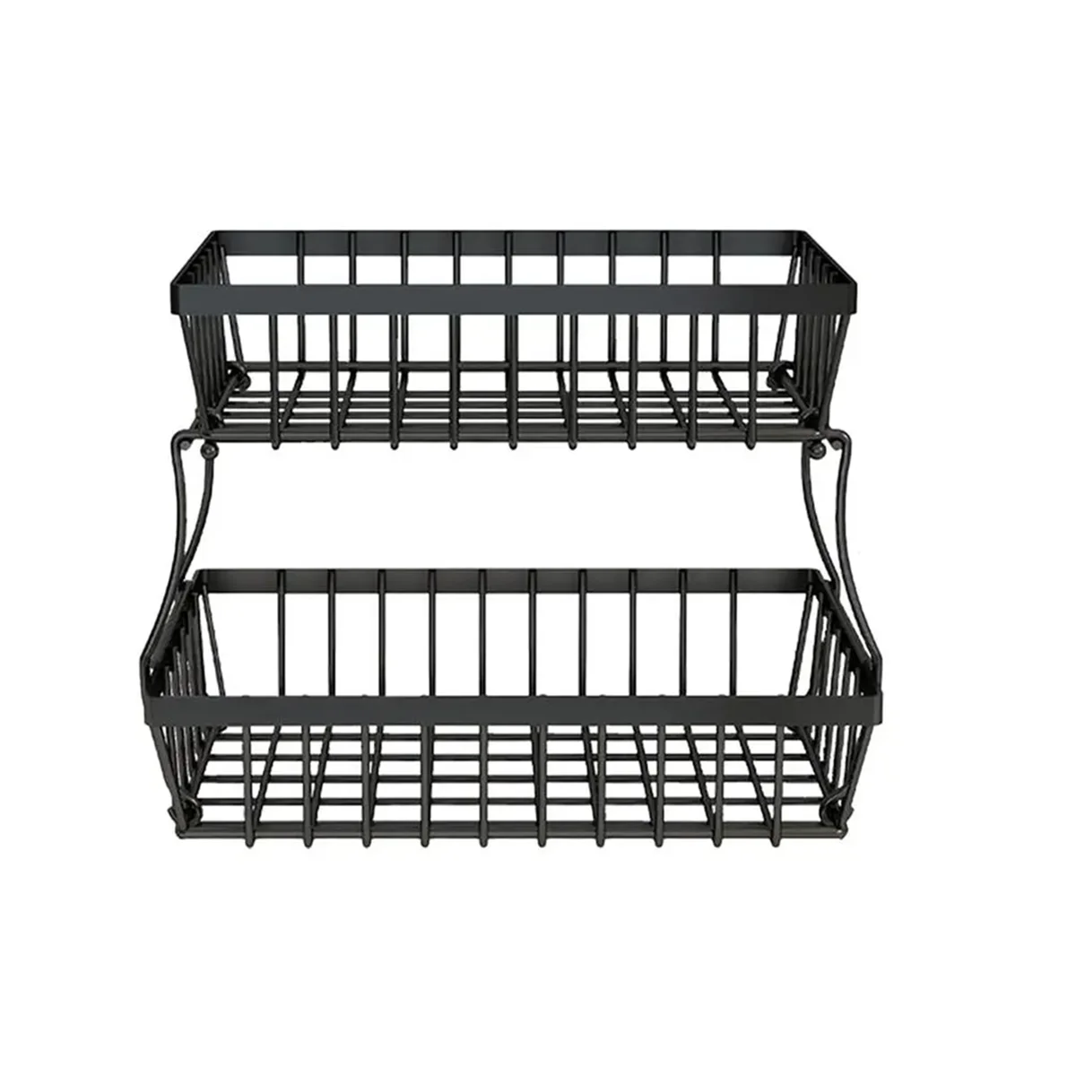 2 Tiers Fruit Basket Metal Fruit Bowl Bread Baskets Countertop Vegetable Storage Stand for Kitchen Accessories