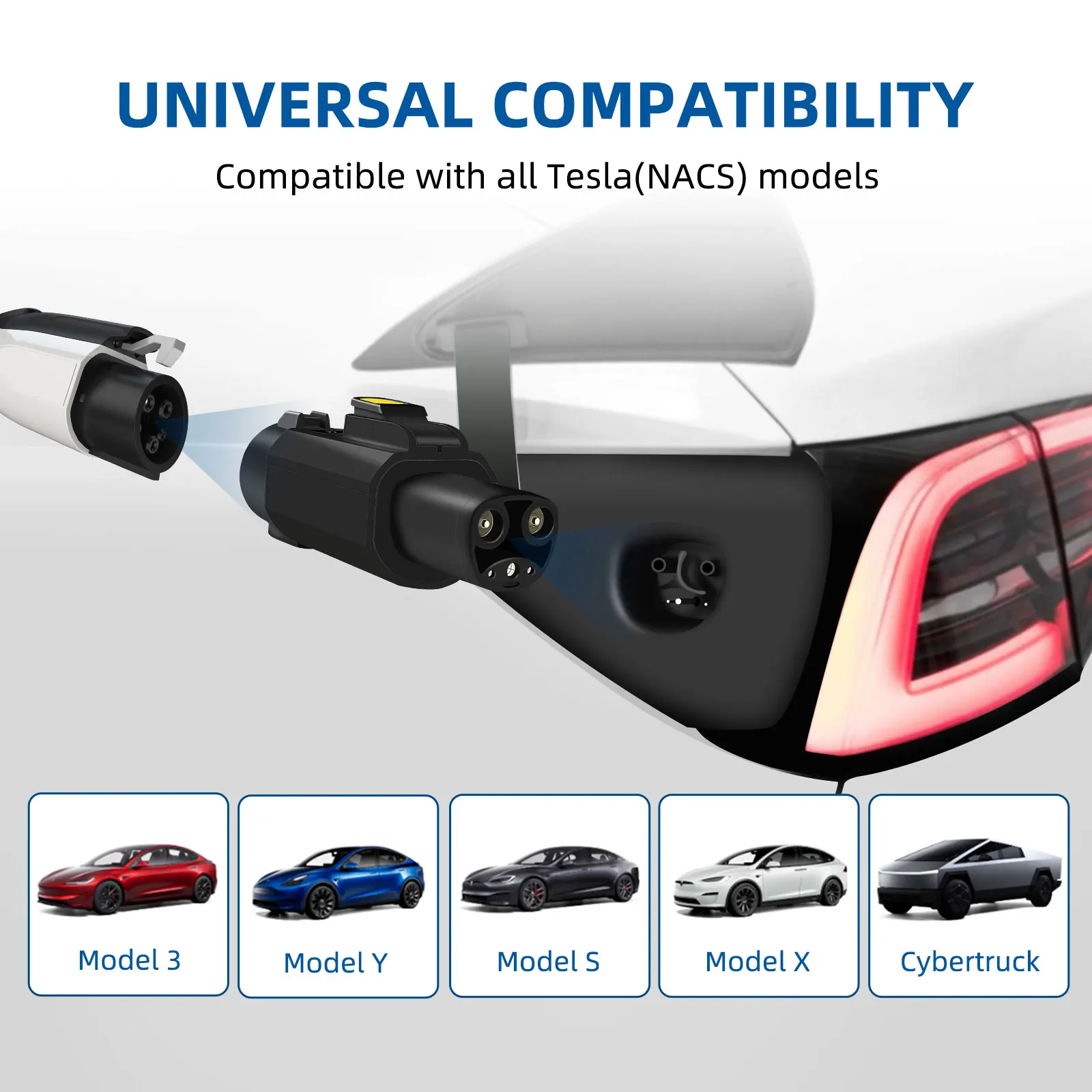 مُحول J1772 إلى NACS Type1 لسيارات تيسلا متوافق مع طرازات S/X/3/Y من السيارات الكهربائية لتيسلا