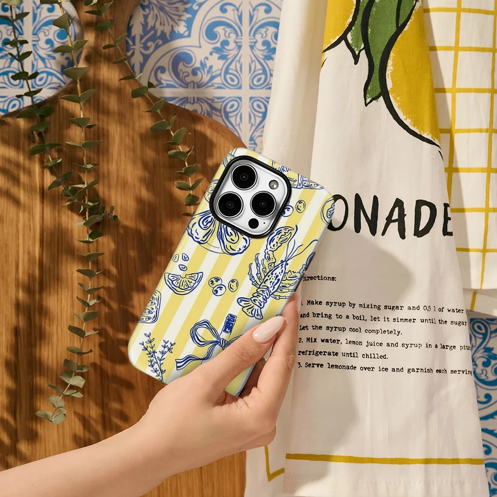 Yellow Beach Summer Ocean Phone Case for IPhone 16 15 14 13 12 11 X XS XR XSMAX 7 8 Pro Max Plus Double-layer Back Cover