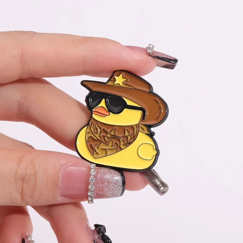 3pcs Yellow Cute Duckling With Sunglasses Modeling Metal Badge Cartoon Duck Brooch Book Bag Jewelry Clothes Lapel Pin