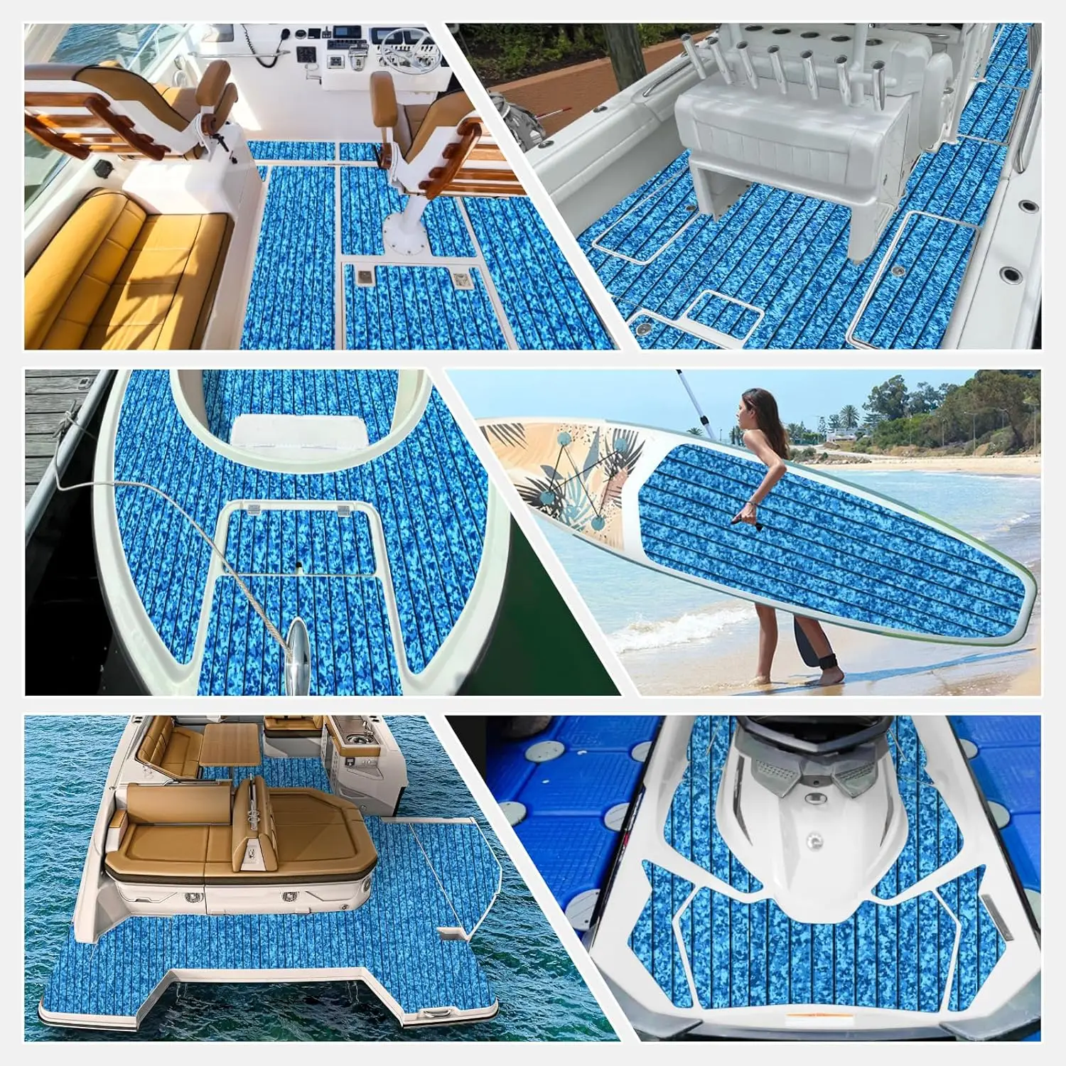 2400*600MM Boat Flooring EVA Foam Decking Sheet Non-Slip Brushed Marine Self-Adhesive Carpet for Motorboat Yacht Kayak RV