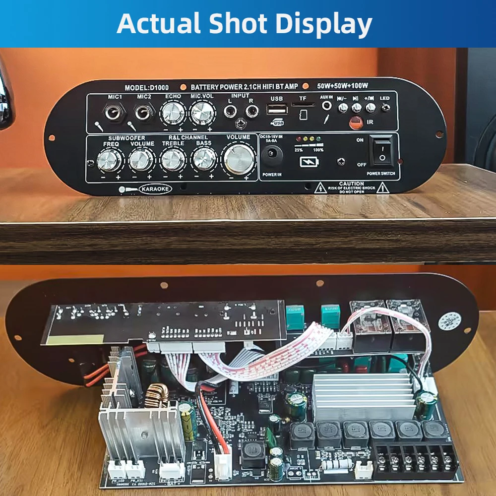 2.1 Channel BT Digital Amplifier Board DC15-18V High Power Subwoofer Audio Amplifier Board BT 5.0 Support AUX MIC FM USB TF Card