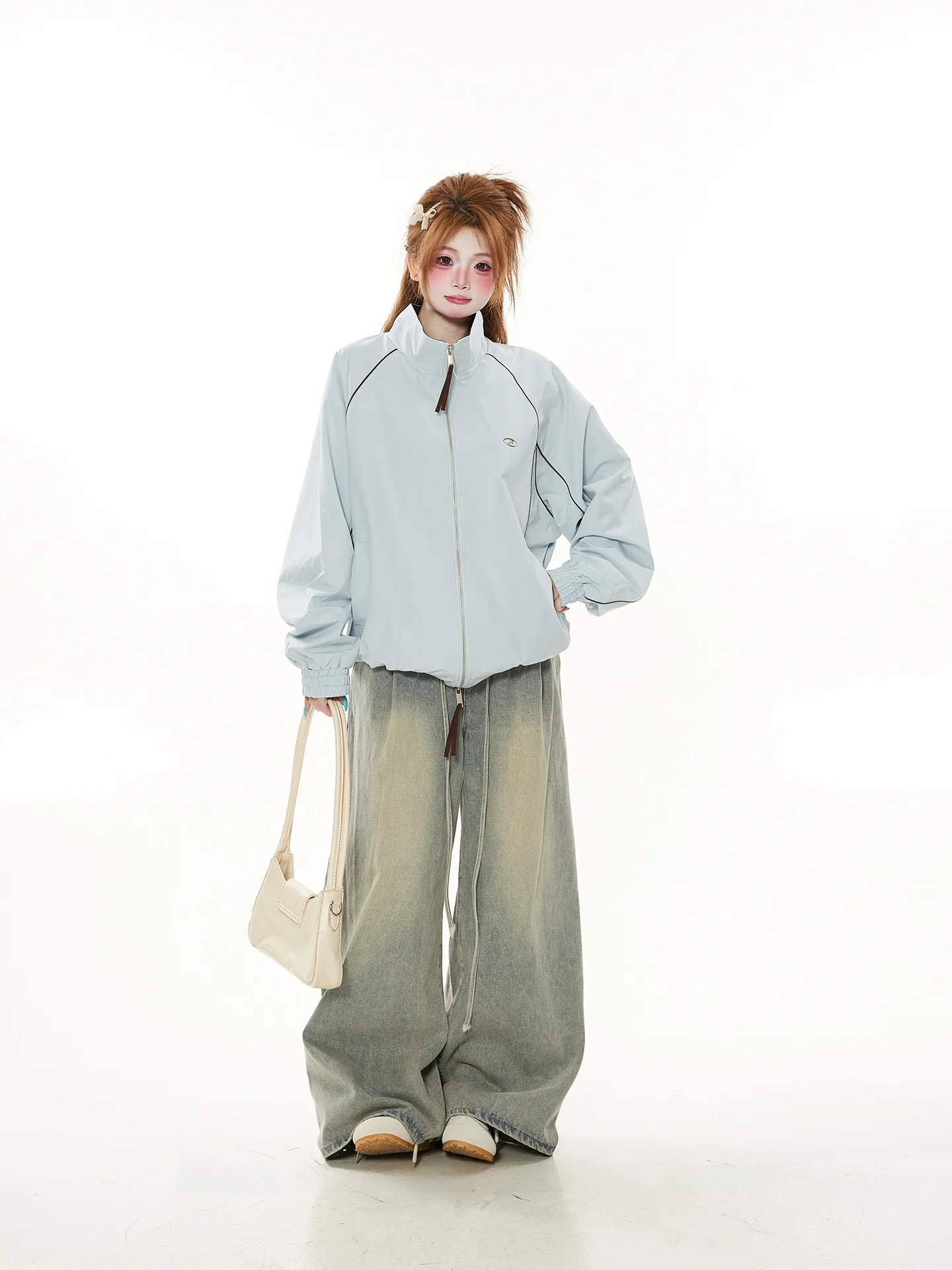 

Casual American Style Baseball Jacket Women's Spring Autumn Loose Couple Flight Suit Outerwear Trendy Brand Commute Style Pol...