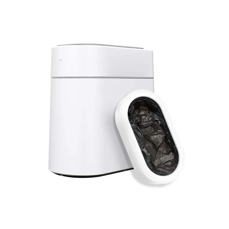 

Trash Can with Automatic Open Lid | Diaper Pail | Self-Sealing | Self-Changing| Rechargeable, White, Small