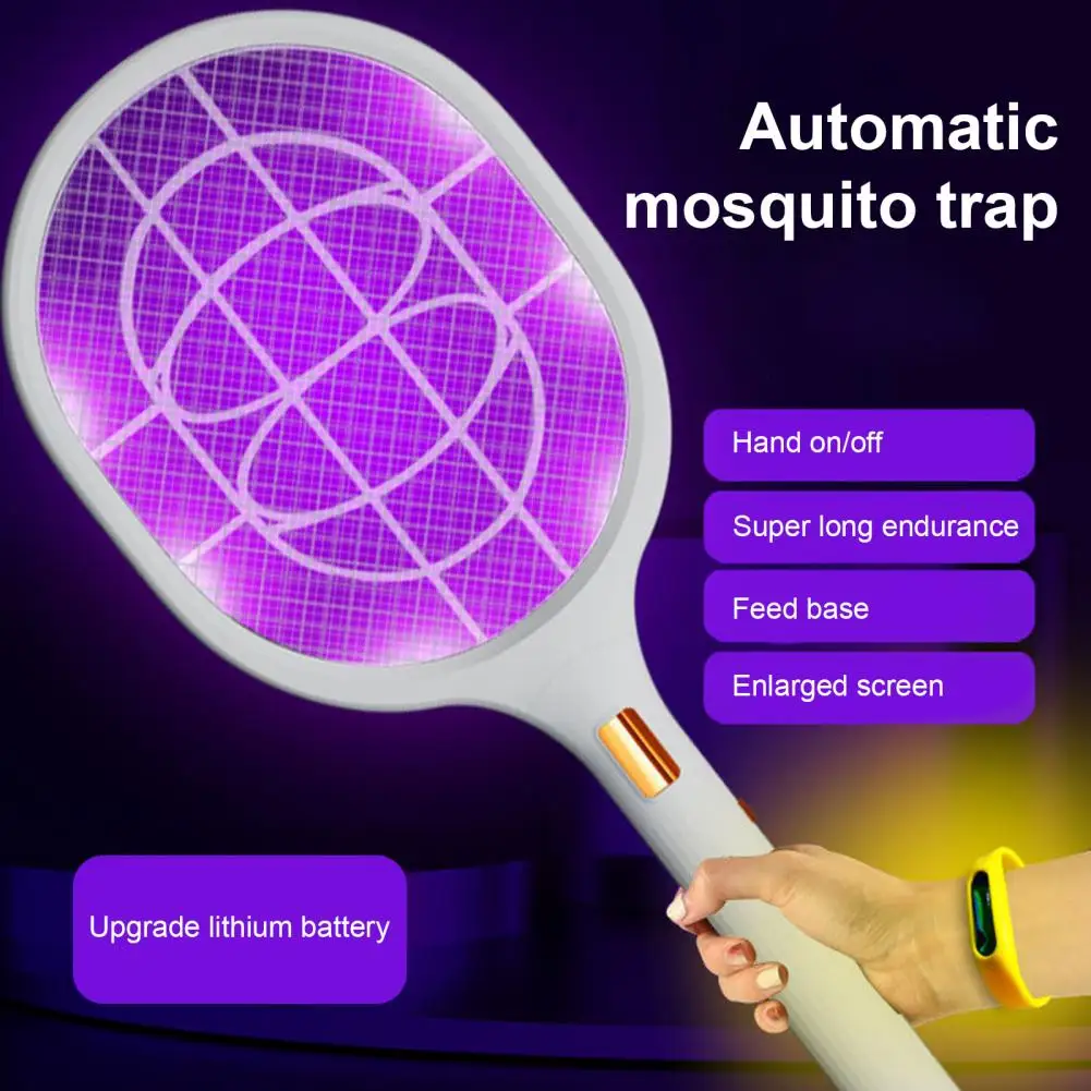 

Electric Mosquito Racket 6 UV Light Fly Swatter Trap USB Charging 1200mAh 2-in-1 Automatic Mosquito Trap Lamp Fly Racket