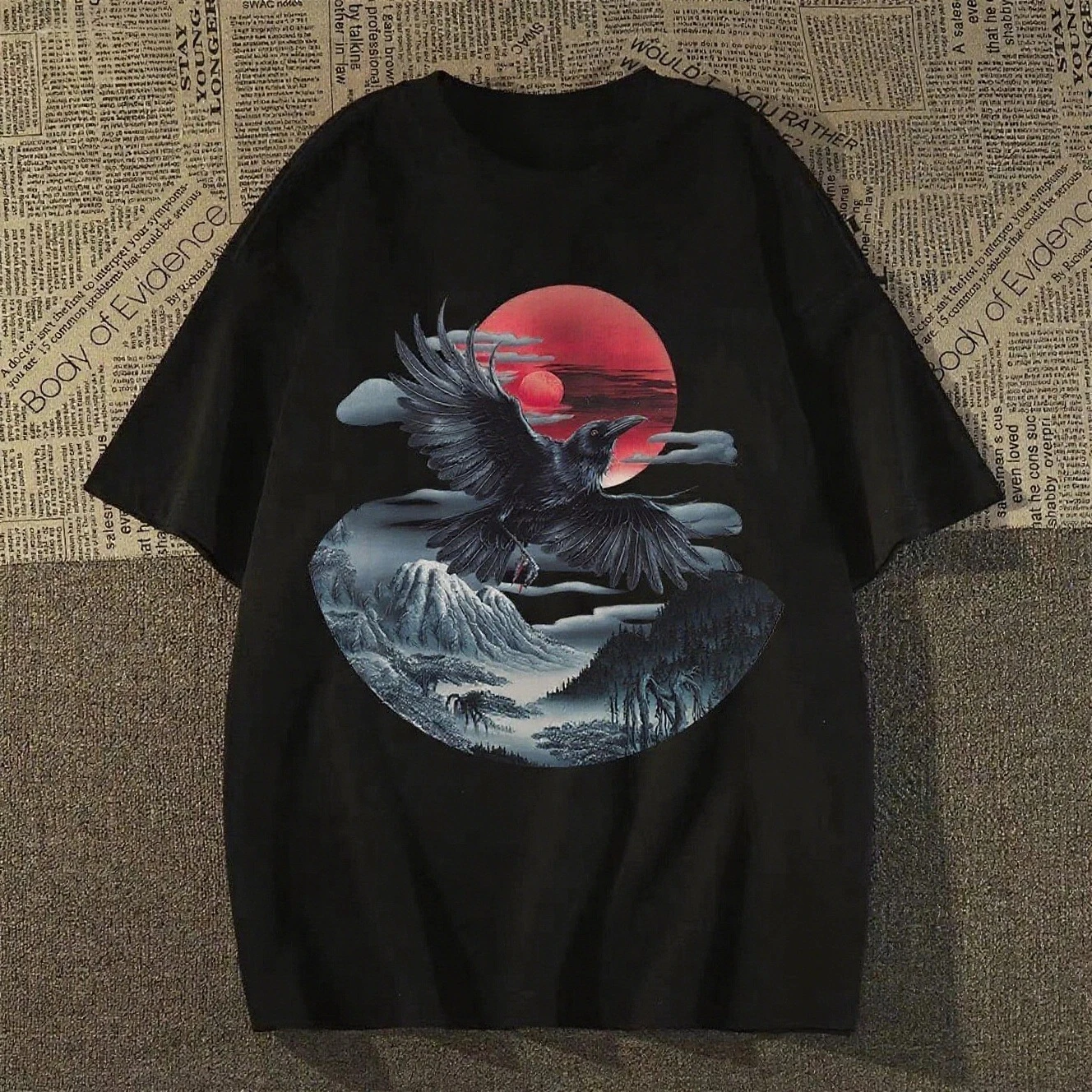 

2025 American Devil Style Printed Short-sleeved Summer Casual Fashion Top Crew Neck Cotton Cool Breathable T-shirt