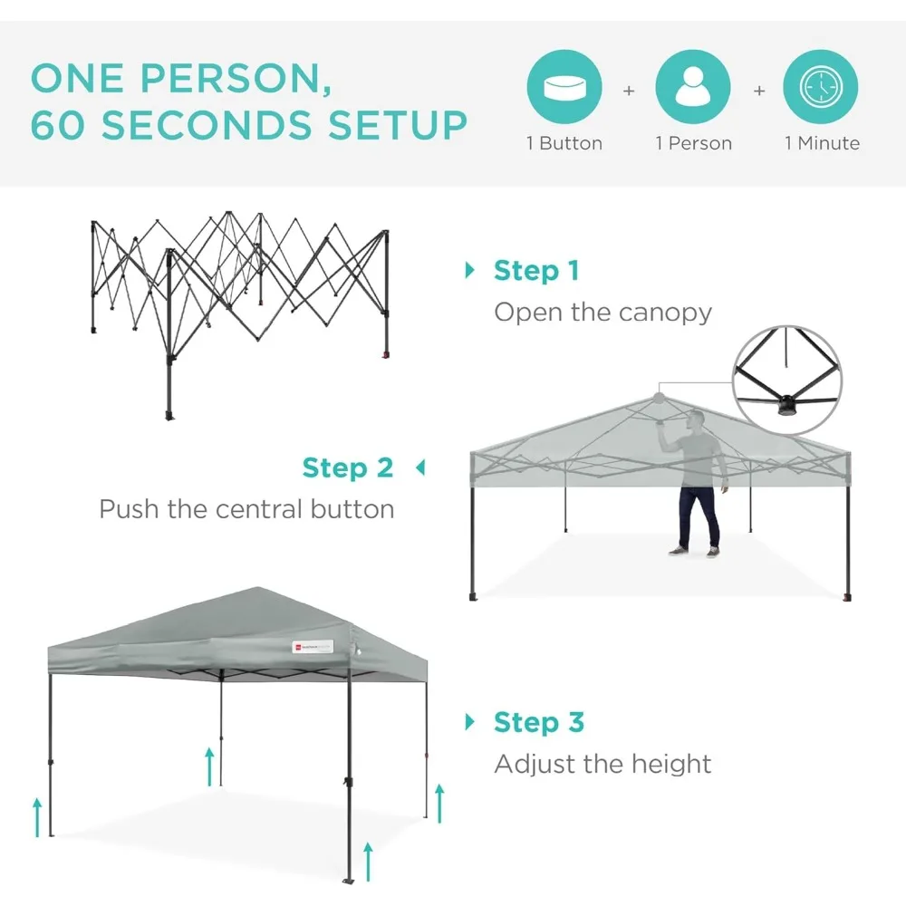 Портативная палатка с мгновенным навесом 10x10 футов для одного человека с удобной установкой, чехлом для переноски и 4 грусовыми сумками — идеально подходит для мероприятий на открытом воздухе