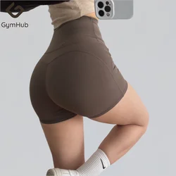 GymHUB High-Waisted Yoga Shorts Jumping Exercise Three-Quarter Pants Tummy-Tucking Fitness Pants Summer Free Underwear