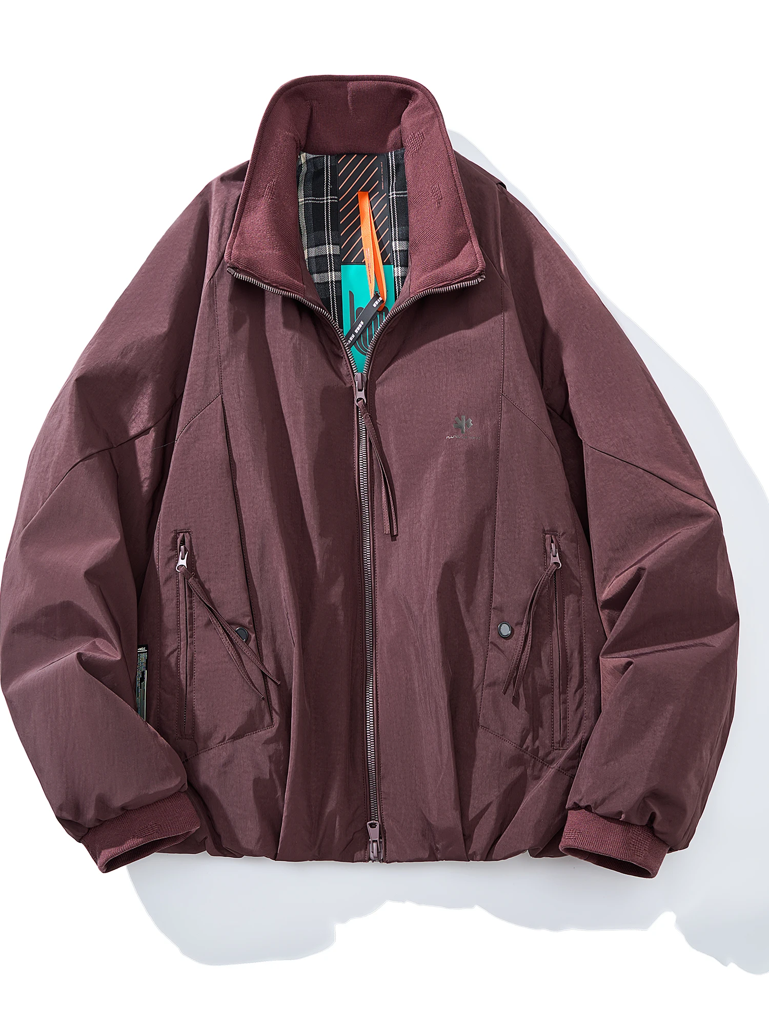 

Мужская пуховая куртка American Sle с вязаным воротником-стойкой, свободного кроя, повседневная верхняя одежда для города, на молнии