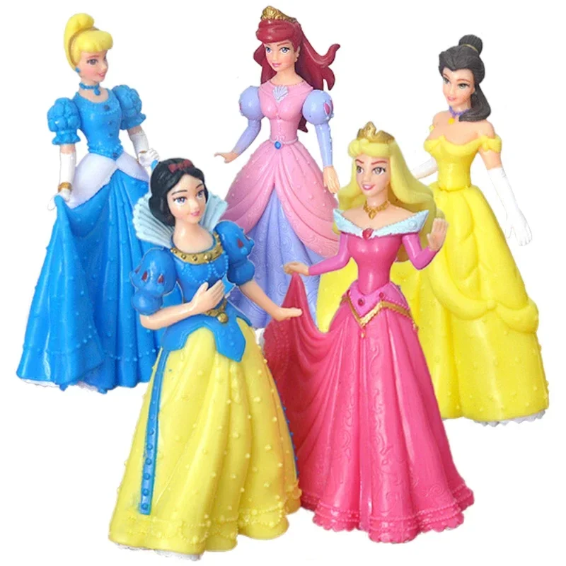 5Pcs/Set Disney Princess Snow White Cinderella Belle Sleeping Beauty Mermaid PVC Action Figure Model Toys Doll Girl Special Gift