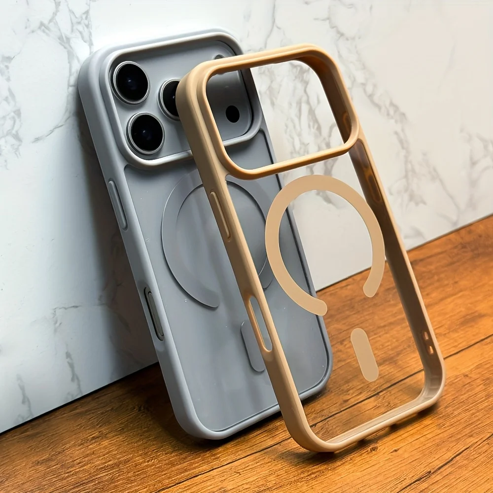 Para iphone 17 promax 11 16 15 luxo claro magnético caso de carregamento sem fio à prova de choque macio pára duro acrílico transparente capa