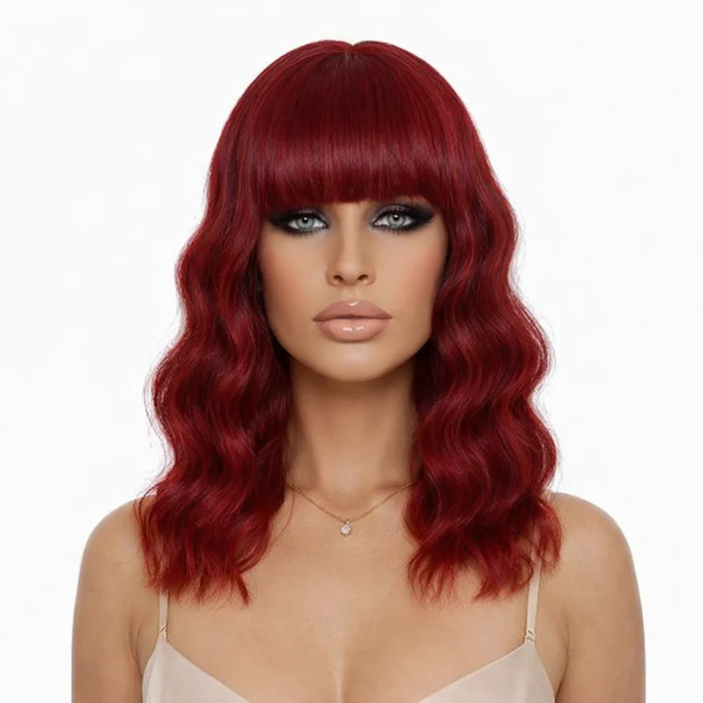 

Красный парик-каре с челкой, 14 дюймов, для женщин, длиной до плеч, короткий, синтетический, имбирного цвета, для повседневного использования