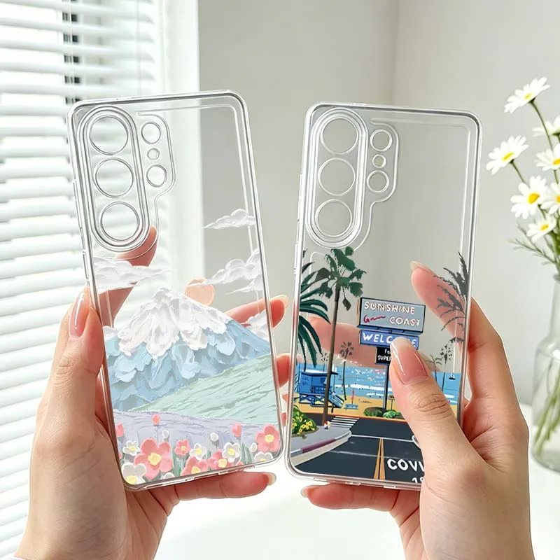 Beautiful Landscape Art For Samsung Galaxy S26 S25 S24 S23 S22 S21 S20 Ultra Plus Edge FE Transparent Phone Case Cover
