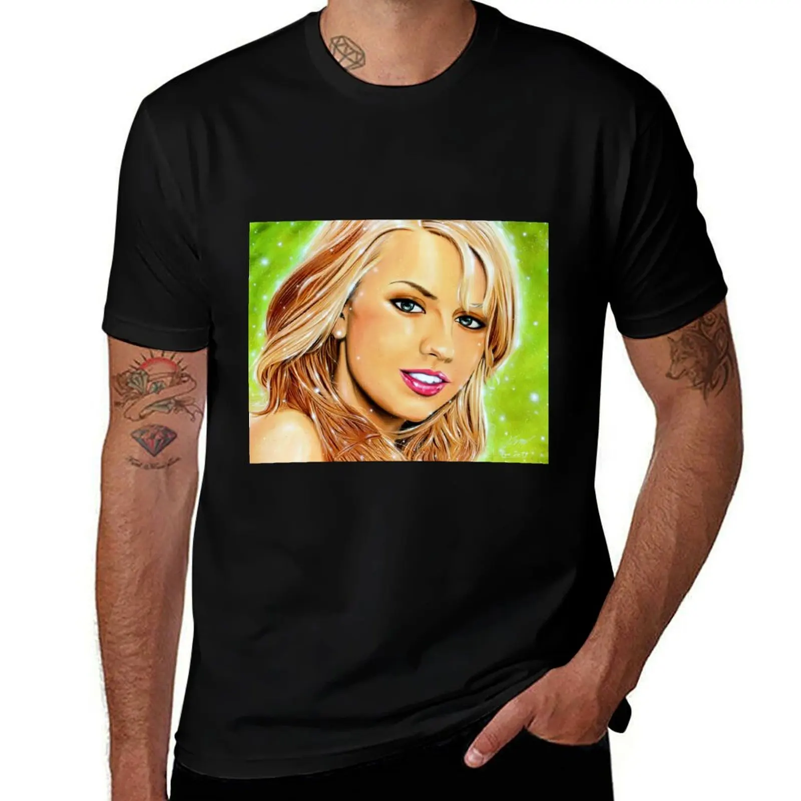 Lexi Belle Portrait - Blond Girl in Nature T-Shirt Casual Basic Short Sleeve T-Shirt