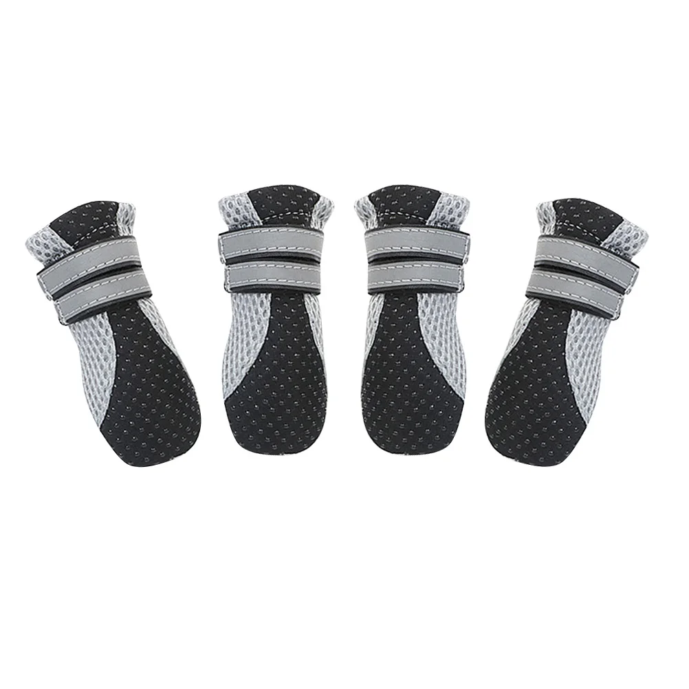 

4pcs Pet Luminous Reflective Shoes for Dogs Waterproof Non-Slip Dog Boots Breathable Mesh Rubber Sole Comfortable Night Safety
