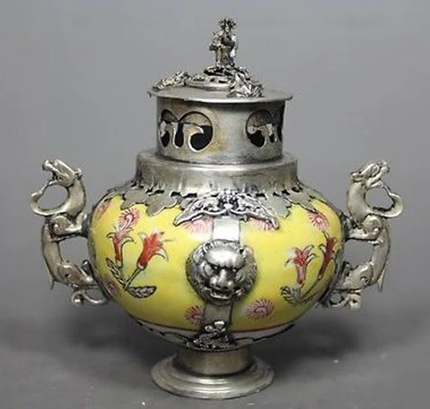 CHINESE OLD PORCELAIN HANDWORK PAINTING DRAGON INCENSE BURNER