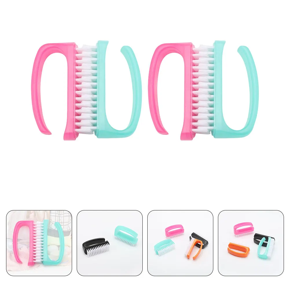 

4pcs Cleaning Brush For Manicure Durable Plastic Fingernail Scrubber Household Nail Art Tools Simple Handle Finger Nail