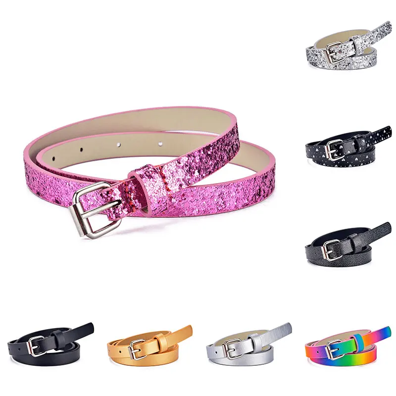 60-80cm Korean Heart-shaped Hollow Ou Belt Children\'s Sequin Solid Jeans Belts KIds Adjuestable Fashion New Short Waistband