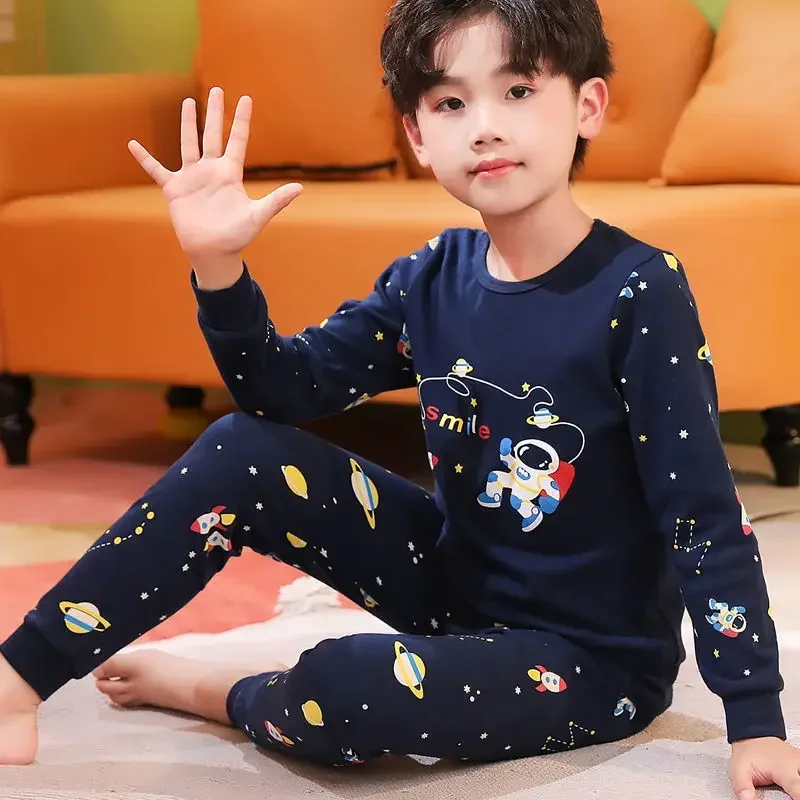 Baby Boys Pajamas Autumn Long Sleeved Children\'s Clothing Sleepwear Teen Pajama Cotton Pyjamas Sets For Kids 6 8 10 12 14 Years