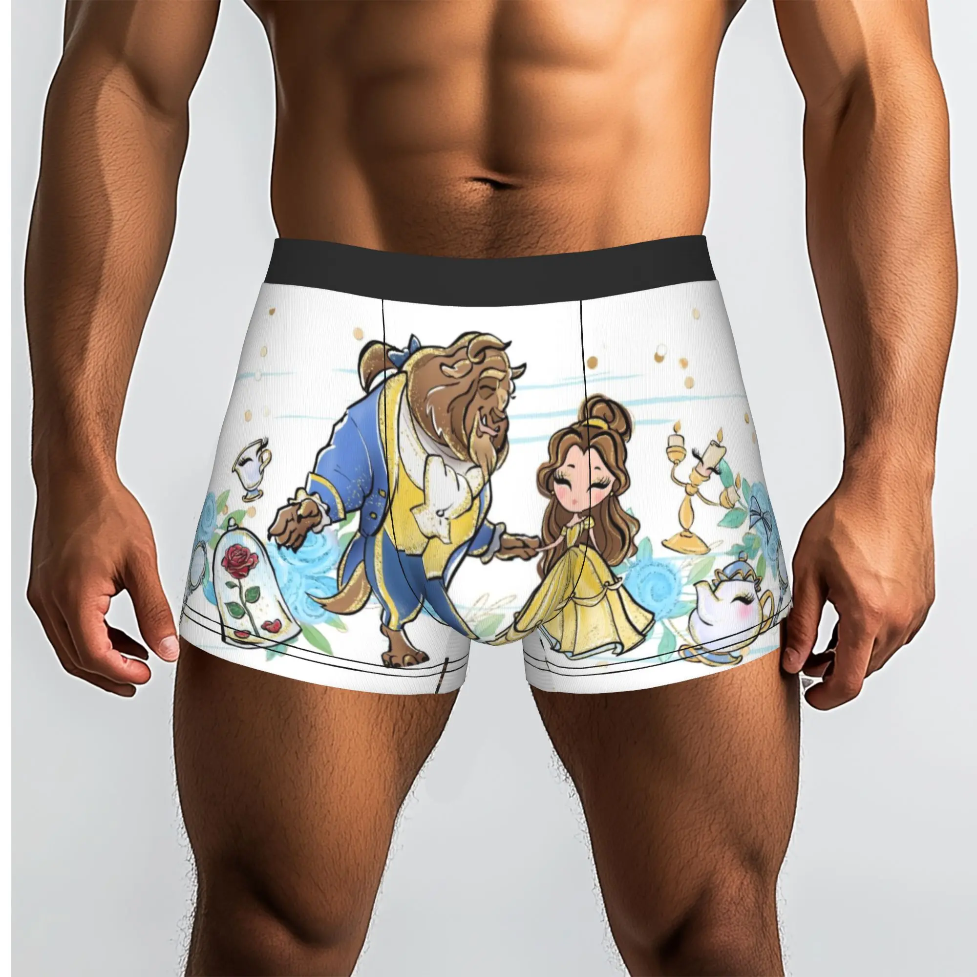 Custom Beauty Anime And The Beast Boxer Shorts For Men 3D Print  Underwear Panties Briefs Stretch Underpants
