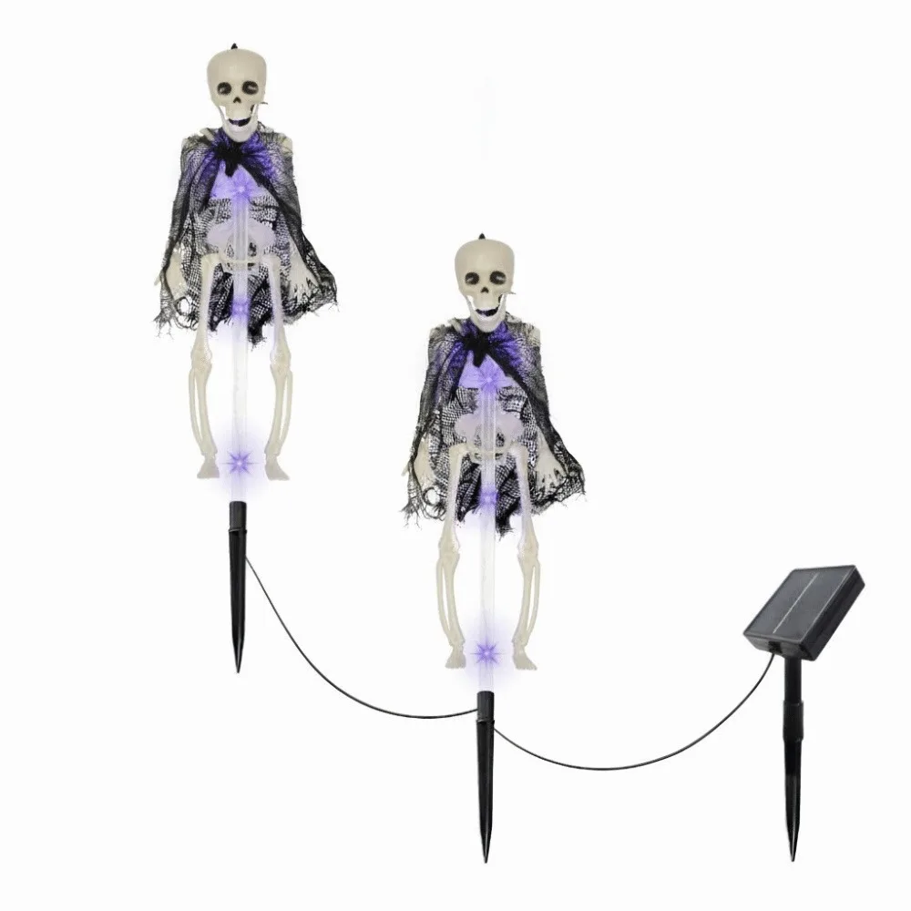 Skeleton Purple Light Halloween Decorations Spider Ball-Shaped Outdoor Use Solar Lamp Waterproof Lamp Outdoor Garden