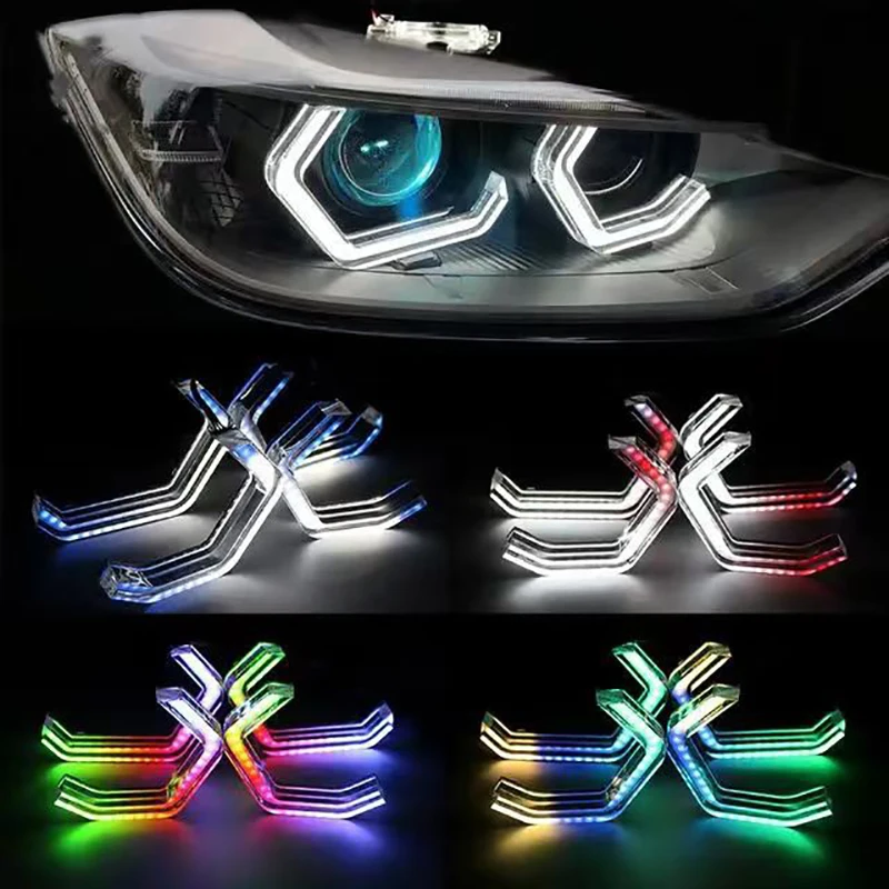 

RGB LED Angel Eyes Halo Rings APP Control LED Headlight Lamps DRL With Turn Signal Light For BMW M3 M4 F80 F81 F82 F83 F30 F31