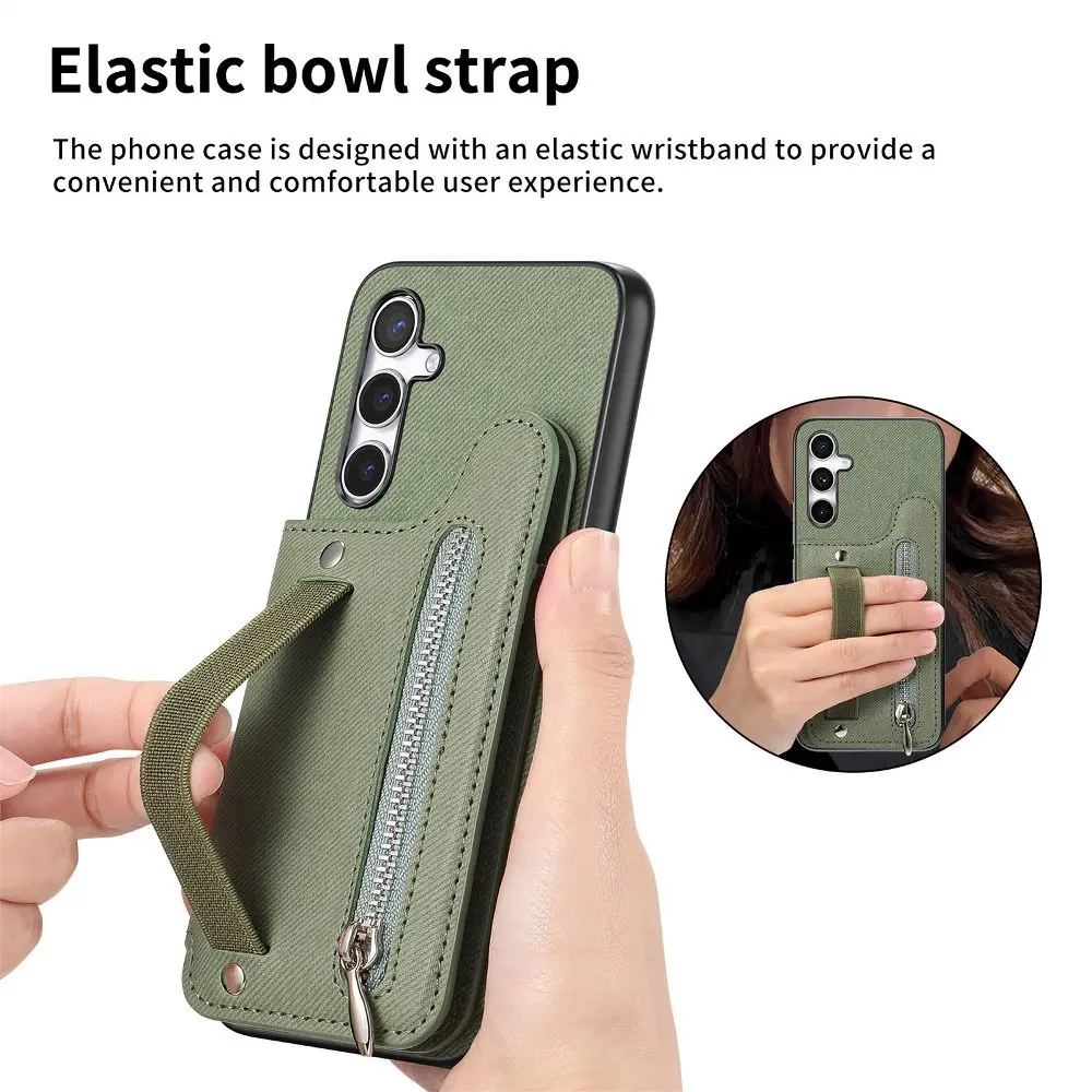 Magnetische Schnalle Karten Slot Leder Telefon Fall Für Vivo X200 Pro Mini/X300 Pro/V40 Lite/V50 mit Zurück Elastische Seil Handgelenk