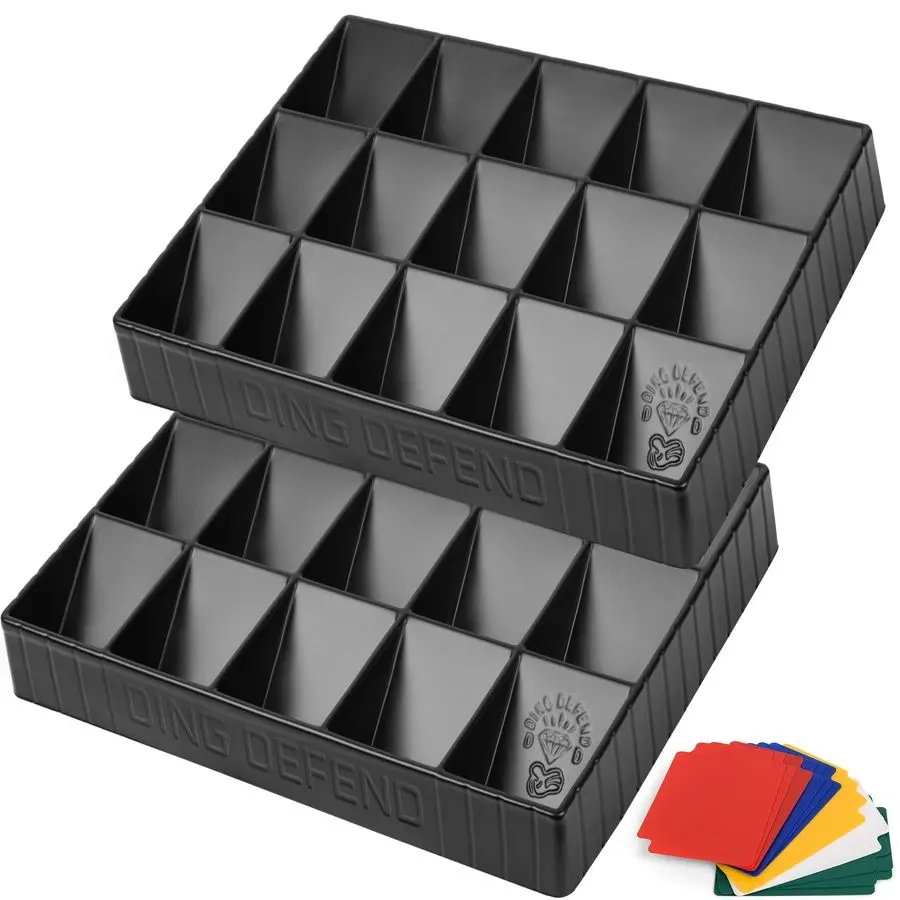 

2 Pack Card Sorting Tray Stackable Trading Cards Organizer, 15Compartment Playing Organizing Tool Sorter for Raw, Sleeved and To