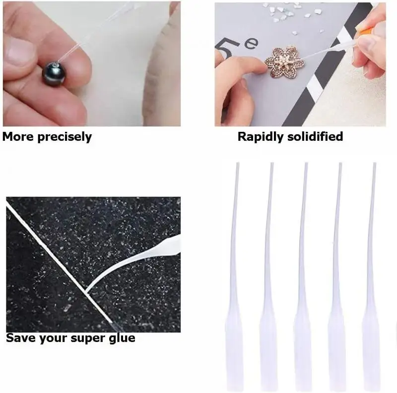 50pcs Universal 502 Instant Super Glue Dropping Tube Nozzle Lengthened Needle Tube Bottle Cap Catheter Dropper Adhesive Tool