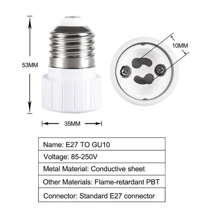 Convertisseur de support de lampe, douille d'ampoule LED, adaptateur, support de lumière CFL, AC 85V-265V, GU10 vers GU10