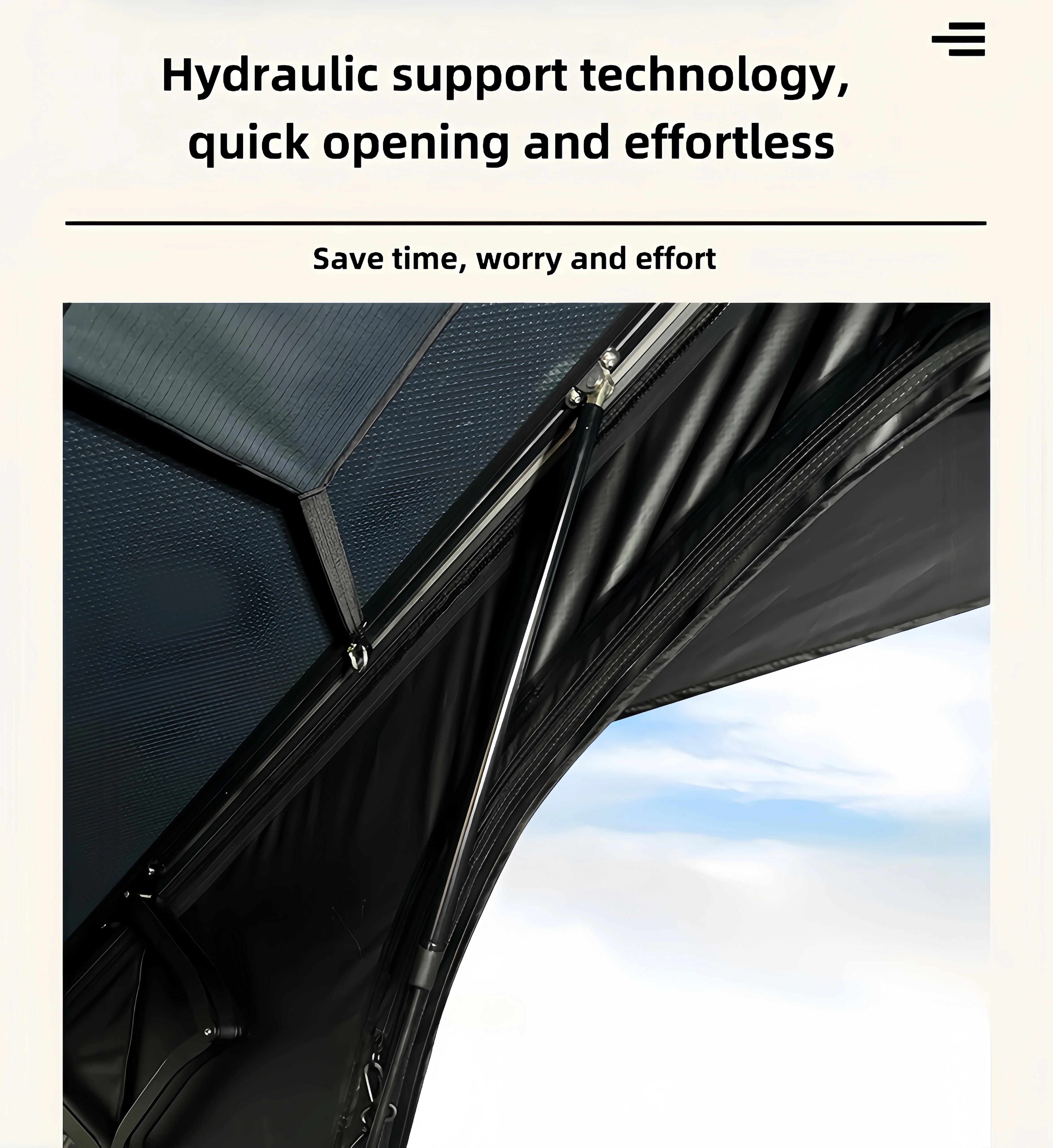 Upgraded Automatic Hydraulic Roof Tent with 4-sided Pop-up windows Waterproof Hard Shell for Camping Car Roof Overland Roof