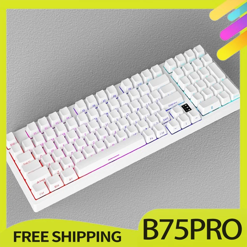 

Readso Hw98 Mechanical Keyboard Bluetooth Wireless Side Printed 97 Keys Hot-Swap Three Mode Rgb Translucency For desktop Gifts