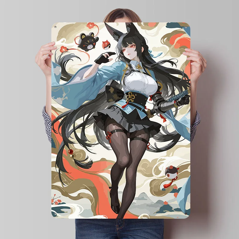 Zenless Zone Zero Miyabi Printed Poster Customized Retro Wall Art Vintage Metal Tin Signs for Modern Home Decoration Ornaments