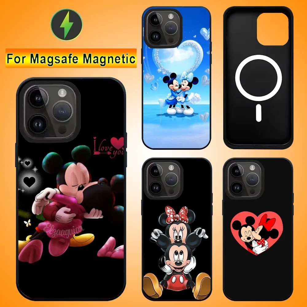 M-Mickey And M-Minnie Phone Case For IPhone 15 14 13 Pro Max 11 12 Mini Alex Mirror For Magsafe Wireless Charging Cover