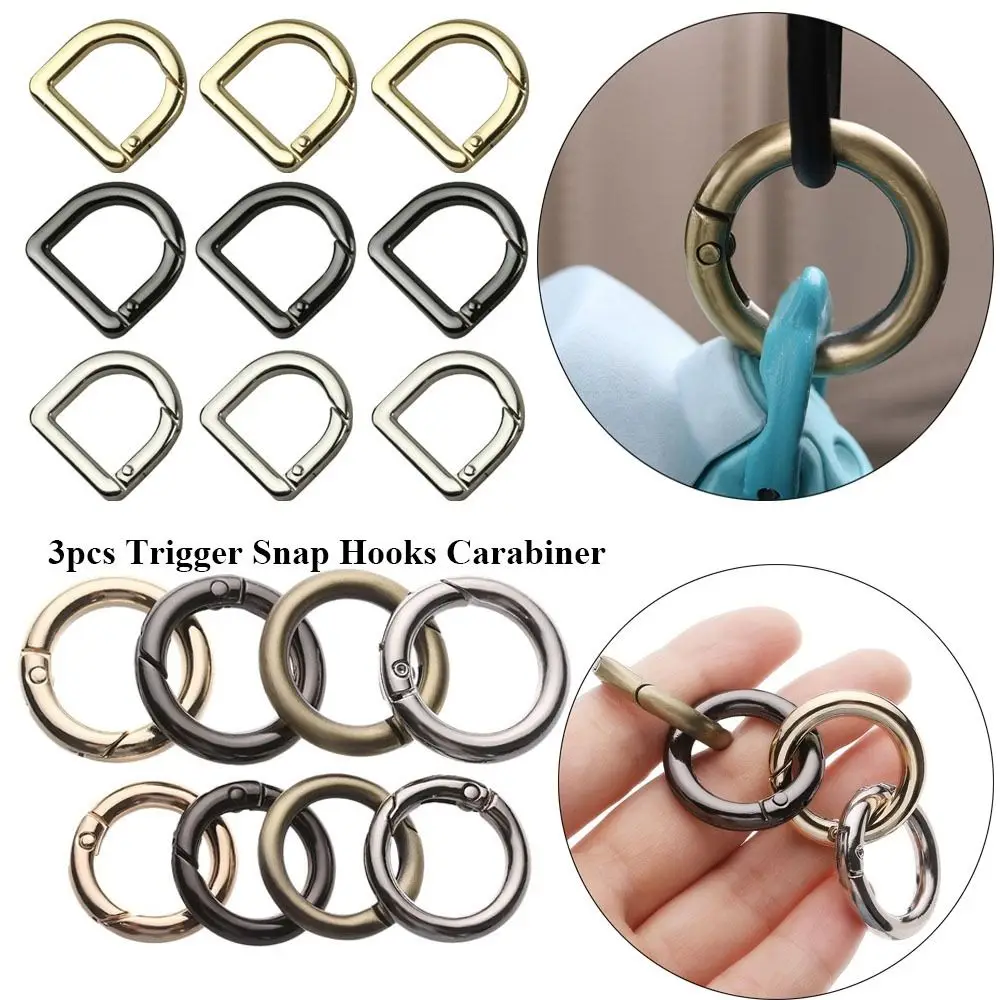 3pcs 19mm/20mm Plated Gate Zinc Alloy Hooks Carabiner Purses Handbags Bag Belt Buckle Spring O-Ring Buckles Snap Clasp Clip