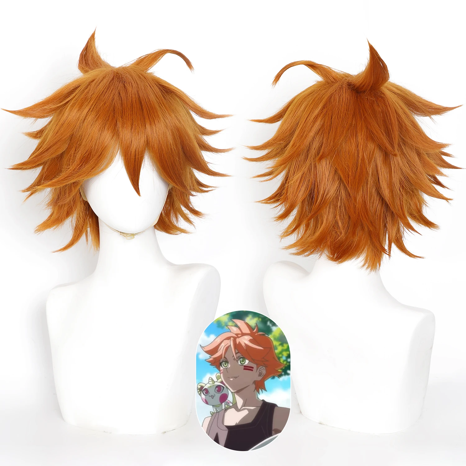 

Парик для косплея «Будь героем» (X), парик «Джонни» для мужчин, аниме-парик для ролевых игр, короткий оранжевый парик «Хаоу» из синтетических волос с сеткой для аниме