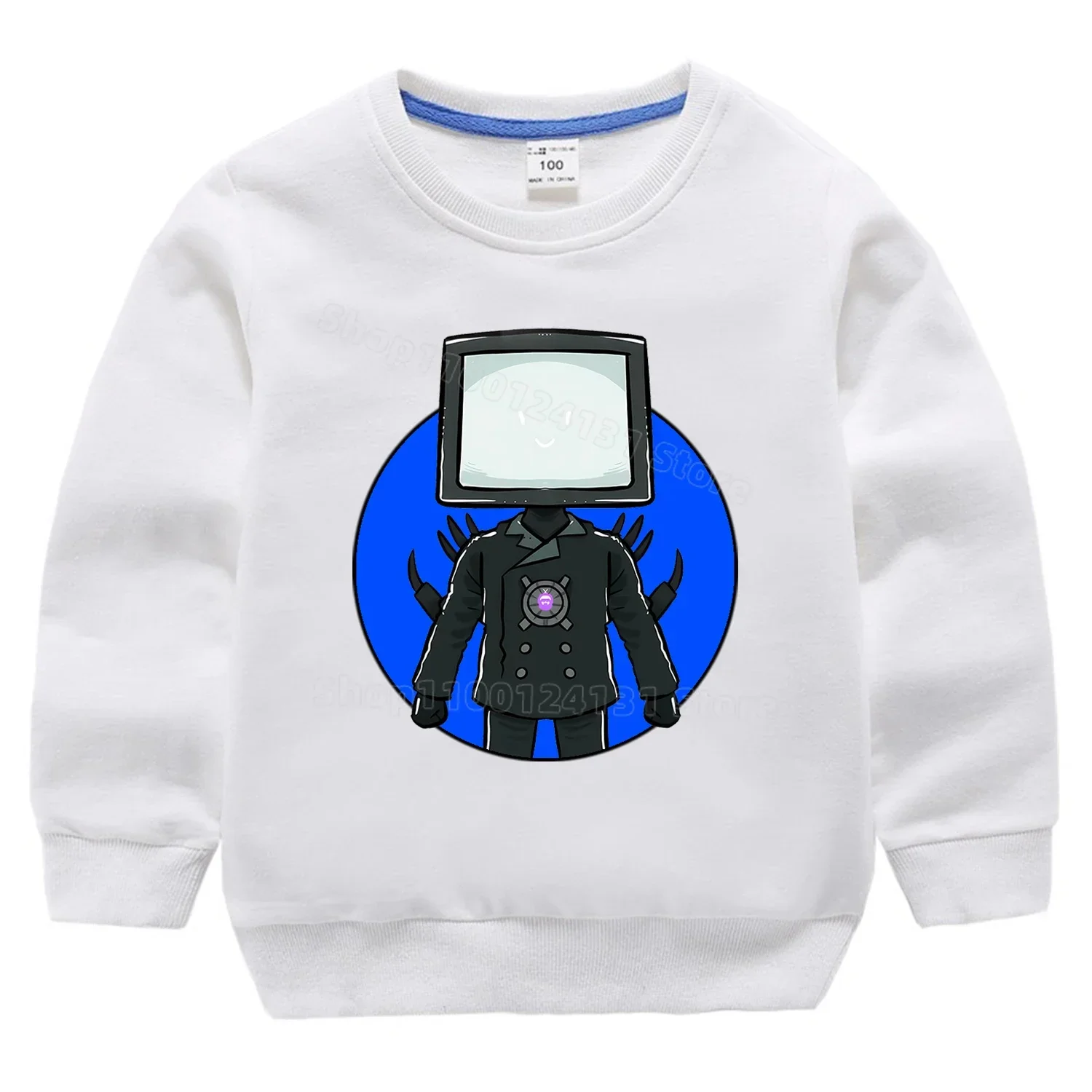 TV Man From Skibidi Toilet Jumpers for Children Anime Cotton Sweatshirt Thin Tops Clothing for Boys Girls Trendy Baby Clothes