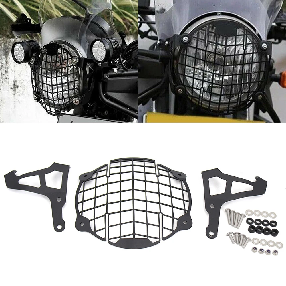 Motorcycle Black Headlight Grille Cover CNC Aluminum Protector Suitable For Royal Enfield Himalayan 2016-2021