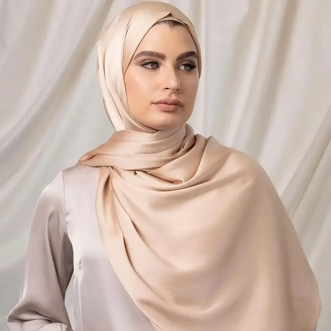 Moda plissado crinkle crepe cetim cachecol hijabs luxo feminino cabeça envolve xale simples de alta qualidade foulard cachecóis lenço