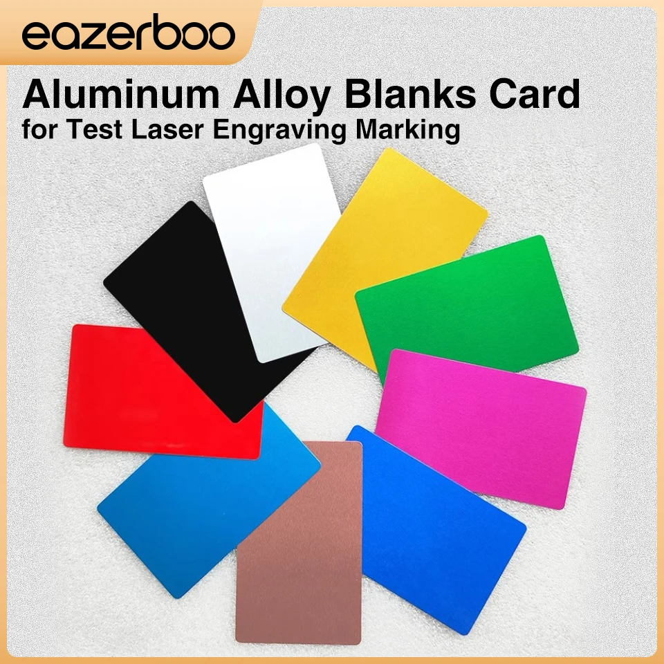 مجموعة بطاقات عمل معدنية محمولة مكونة من 100 قطعة منقوشة بالليزر من الألومنيوم مع طباعة شعار خاص للوازم المكتبية