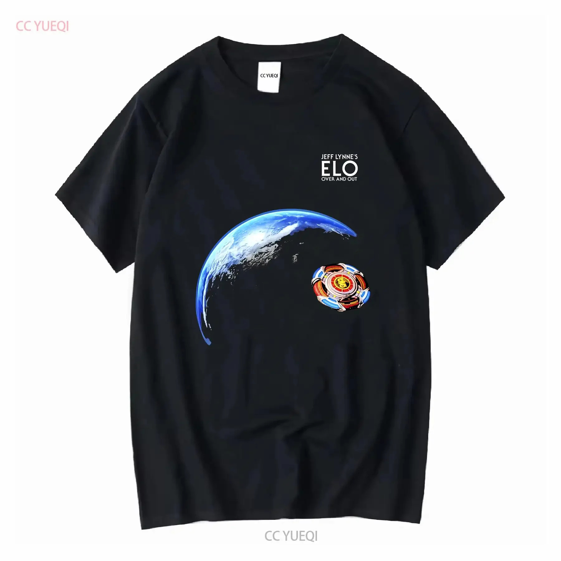 Jeff Lynne S Elo Over And Out Electric Light Orchestra World Spaceship T Shirt vintage Washed Casual homme Soft Stretched