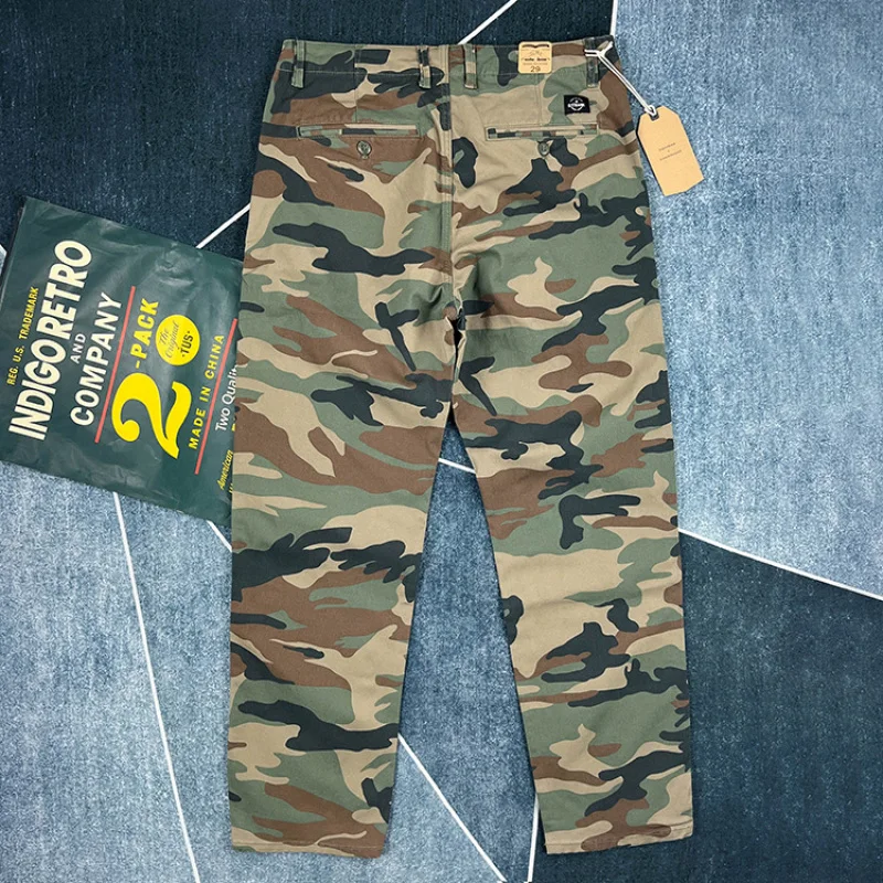 100% cotton Camouflage Pants for Men Spring American Vintage Workwear Trousers Casual Straight Amekaji Youth Male Streetwear