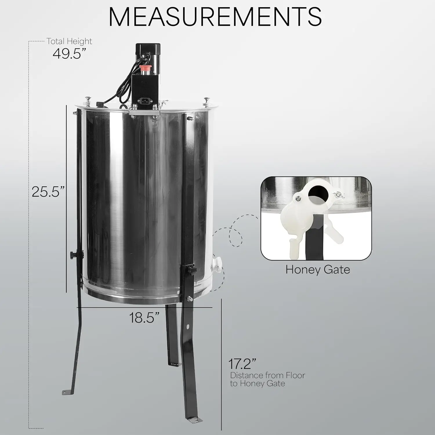 VIVO Electric Honey Extractor 8 Frame Rack(only 4 Deep Frames), Stainless Steel, Powered Honeycomb Drum Spinner BEE-V004E