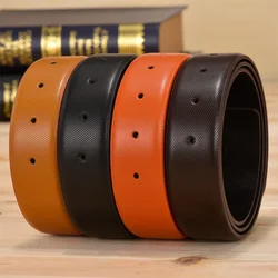 Men Women Genuine Leather Cowskin High Quality No Buckle Fashion Designers Only Belts White Waist Belt Cowhide Waist 3.3cm